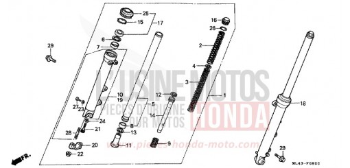FRONT FORK CB450SJ de 1988